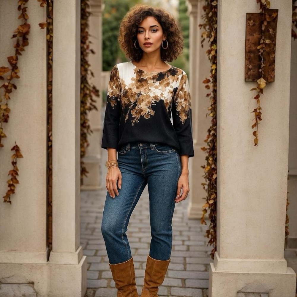 Rafaella Gray and Brown Top